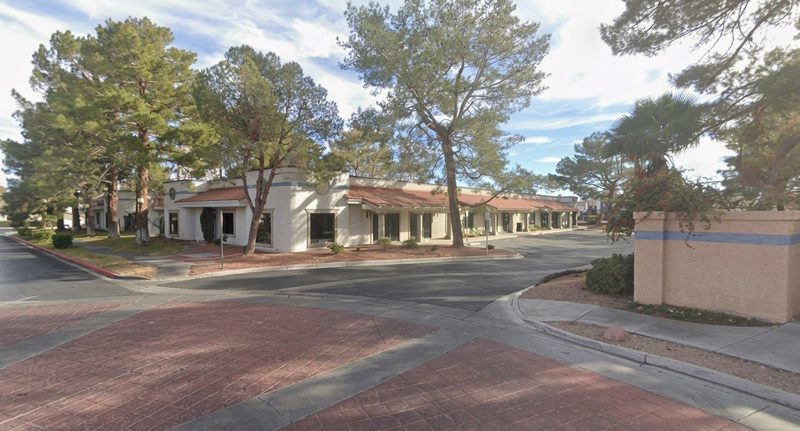 Street view of the Serenity One office entrance and parking area on South Valley View Boulevard.